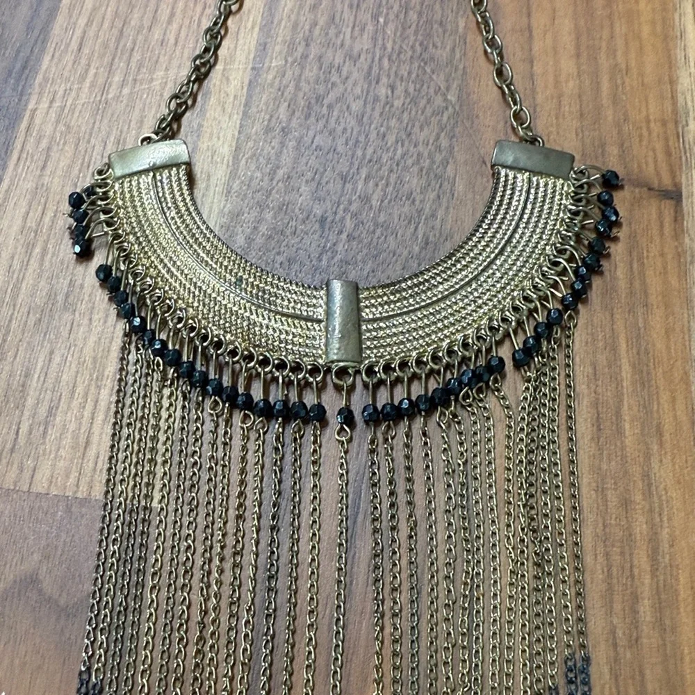 Vintage Multi Strand Egyptian Boho Revival Statement Choker Statement Necklace